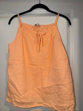 LOFT Peach Tie-Front Cotton Gauze Camisole